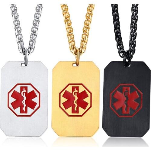 2021 Fashion And European And American Stainless Steel Corrosion Medical Logo Pendant Necklace Suitable For Women Annd Men