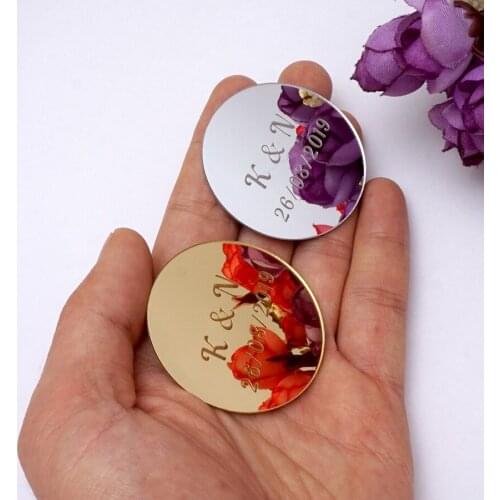 30pcs Personalized Wedding Invitation Cards Small Acrylic Mirror Welcome Guest Tags Table Decoration Party Favors Gifts