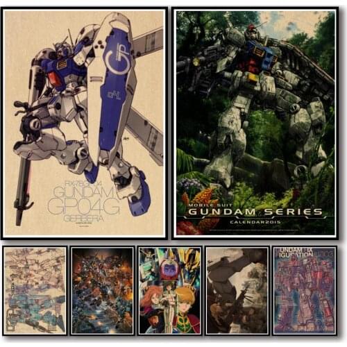 50 Designs Anime Gundam Kraftpaper Poster Painting Wall Sticker for Coffee House Bar A3 42X30CM 2