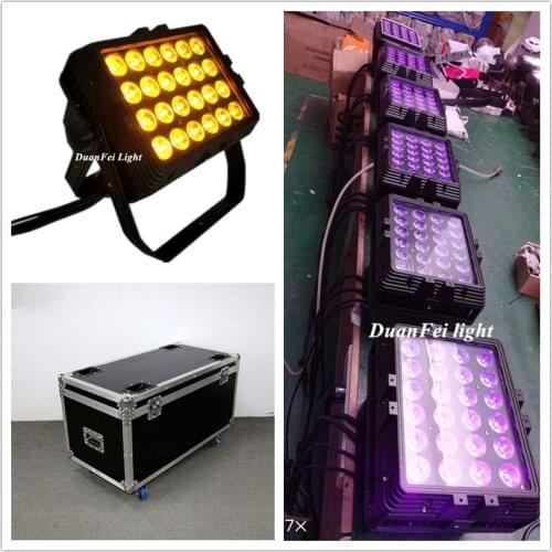 6pcs+Flightcase) dmx led wash wall spot light 24x18w outdoor city color rgbwauv wateproof led city color