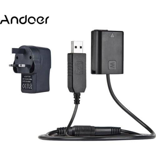 Andoer NP-FW50 Dummy Battery + 5V 3A USB Power Adapter Cable for AC-PW20 for Sony NEX-3/5/6/7 Series A33 A37 A35 A55 a7 a7R etc