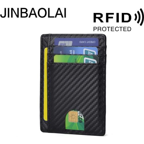 Antimagnetic Leather Card Holder RFID Business Card Holder Bank Gift Card Holder Leather Goods Custom Carbon Fiber Card Holder