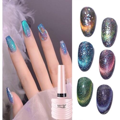 Sparkling Gel Nail Polish Reflective Glitter Nail Gel Semi Permanent Nail Varnish Soak Off UV Gel Magnetic Laser Lacquers 10ml
