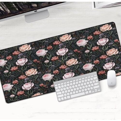 900x300x2mm Flower Print Large Mouse Pad Customized Locking Edge Computer Gaming Mousepad Keyboard Laptop Office Desk Mice Mat