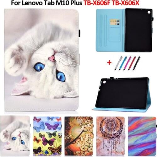 Case For Lenovo Tab M10 FHD Plus tb-x606x tb-x606f Lovely Cat Leather Wallet Stand Tablet For Lenovo Tab M10 Plus Case 10 3 inch