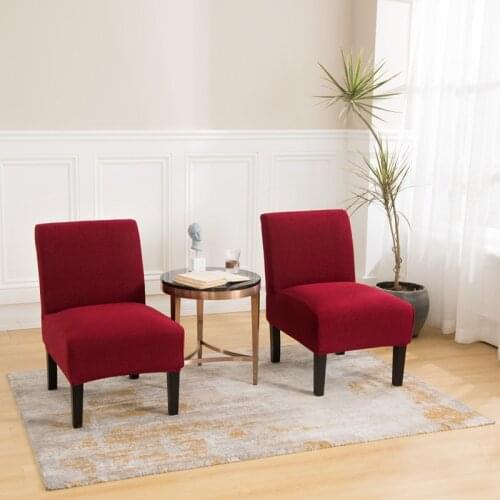 Elastic Accent Chair Slipcovers Solid Color Armless Chair Cover Stretch Slipper Single Seat Sofa Slipcover for Study Living Room