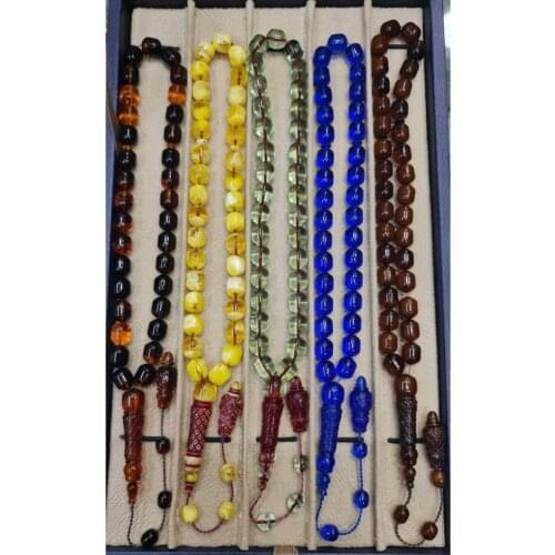 5 Pieces Imame Processed Amber Powder rosary is the most beautiful and original accessory very special gift muslim islam worship