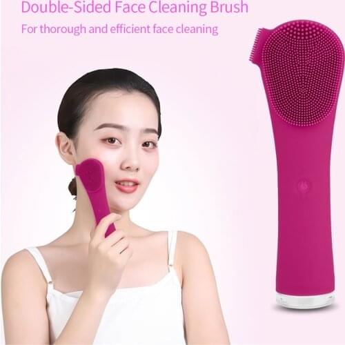 CkeyiN Electric Waterproof Facial Cleansing Brush Silicone Sonic Face Brush Handheld Cleaning Device Rechargeable Pore Cleaner