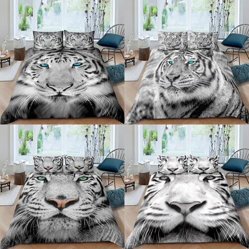 Home Textiles Luxury 3D Tiger Duvet Cover Set Pillowcase 2/3 Pcs Kids Bedding Set AU/EU/UK/US Queen and King Size Bedding