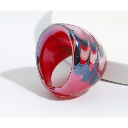 Dvacaman New Colorful Transparent Ring Irregular Geometric Simple Glass Ring for Women Girls Jewelry Party Gifts 2021 Wholesale
