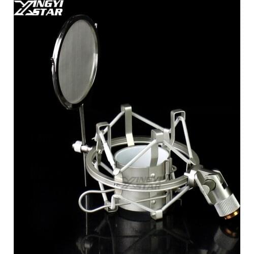 Metal Shock Mount Stand Spider Microphone Isolation Shield Mic Wind Screen Pop Filter For Audio Technica ATR2500 AE3000 ATR 2500