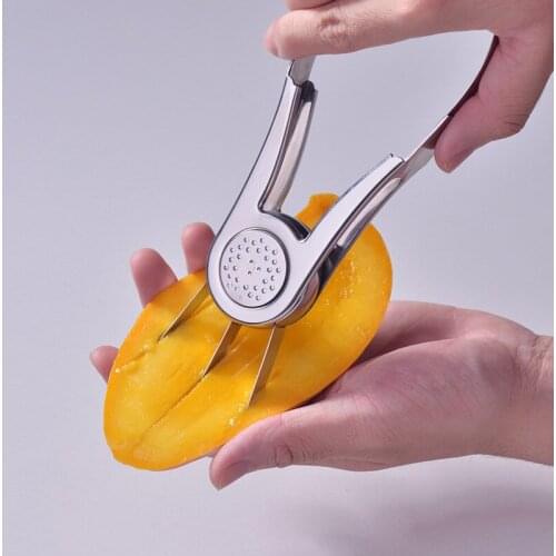 Multifunctional Mango Peeling Separator Stainless Steel Peeler Manual Fruit Cubes Cutter Pawpaw Digging Kitchen Gadgets
