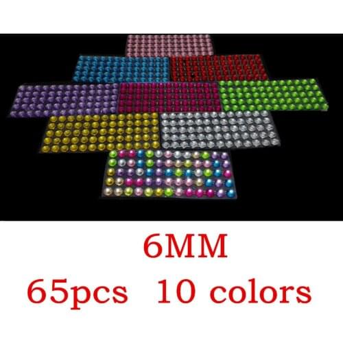 Rhinestones Sticker 65 Pcs /set Beauty 6mm Crystals Rhinestones Decor Styling Mobile/pc Art Diamond Self-adhesive Stickers