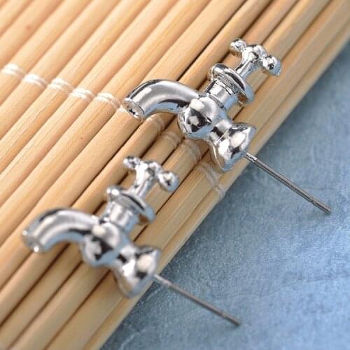 New Fashion Personality Creative Mini Water Tap Stud Earring Peculiar Party Earrings for Lady