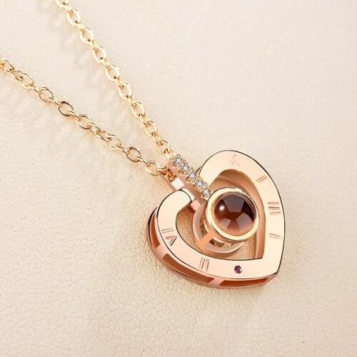 Lover Necklaces I love You in 100 Language Rose gold Pendant Choker Initial Chain Wedding Necklace Collier Femme 2019