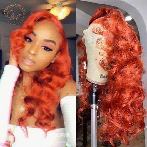Lace Frontal Wigs Orange Ginger Curly 13X4 Lace Front Wig 180% Density Wavy Colored Human Hair Wigs Closure Wigs
