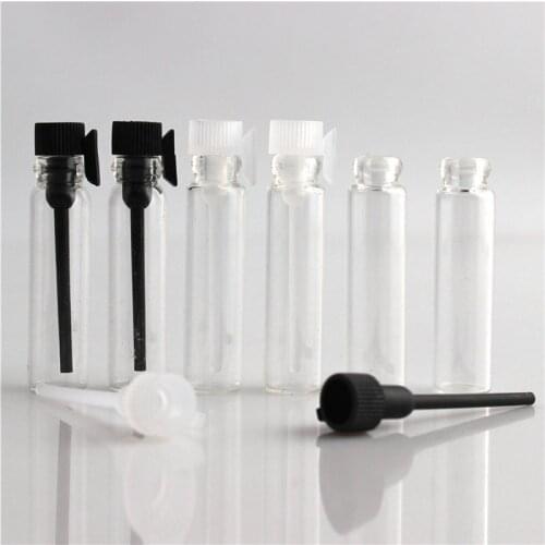 10Pcs/pack 1ML 2ML 3ML Black Clear Mini Perfume Glass Bottle Empty Cosmetics Bottle Sample Test Tube Thin Vials