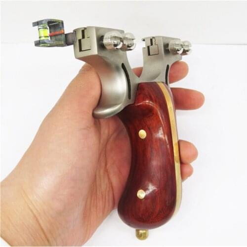 Heavy Hunting Slingshot Stainless Steel Catapult + Wood Handle with Rubber Band Outdoor Shooting Game Sling Shot 2019 New