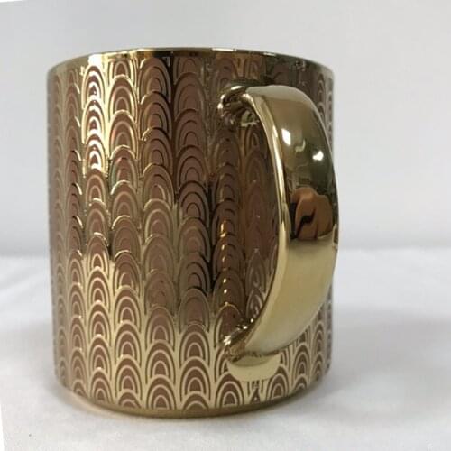 Nordic Light Luxury Green Ceramic Mug Coffee Cup 400ml Gold Deer Pattern Ceramic Water Cup Ins Hot