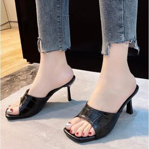 Slippers slides plus size thin high shoes woman fashion girl summer beach sandals sexy sandalias mujer sapato feminino K0370