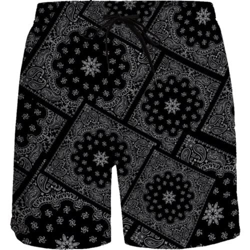 Hip Hop Baggy Casual Shorts Cool Refreshing Breathable Quick Dry Holiday Beach Pants Men Sports Shorts Bandanna Board Shorts