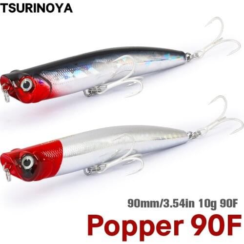 TSURINOYA DW17 Popper Lure 9cm 10g Topwater Popper Hard Bait Full Swimming Layer Quality Artificial Fishing Lure Wobbler Pesca
