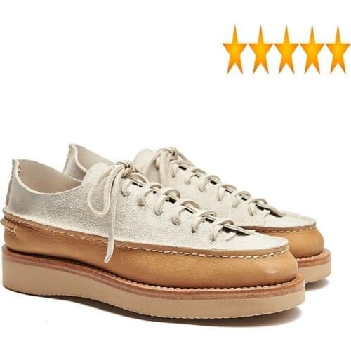 Genuine Cow Suede Patchwork Men Lace Up Platform Luxury Zapatillas Handmade Retro Business Casual Formal Shoes 35-44