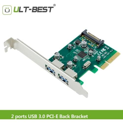 ULT-Best 2 ports USB 3.0 to PCI Express Controller Card Bracket pci-e 4x to USB3.0 Add On Cards Adapter