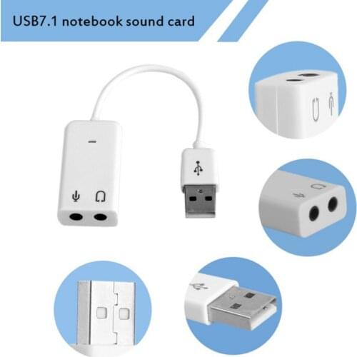 External 7.1 USB 2.0 Audio Adapter External Stereo Sound Card Headphone&Microphone Jack for Windows PC Laptops Desktops