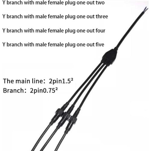 Y Electrical Cable 2 pin 3 pin 1 to 2 3 4 5 Waterproof Connector IP67 Y Connector Electrical Wire Splitter outdoor Lighting plug