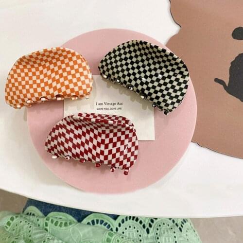 Korean Exquisite Checkered Hair Claw Clip Acrylic Acetate Black White Mosaic Grid Plaid Hair Clips Clamp Grab Hair Accessories