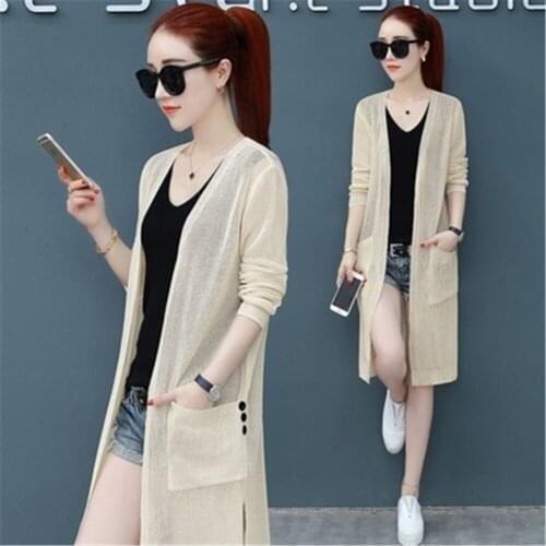 Female Air Conditioning Cape Sun Protection Shirt Women 2021 Summer Fashion Long Knitted Casual Thin Cardigan Sweater Tops