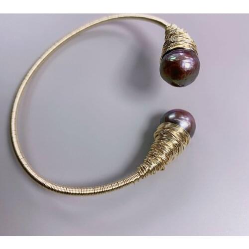 Fashion Handmade Gold Charm Red Natural Pearl Open Bracelet for Women Girls Birthday Unique Gifts Pulseras Moda 2019 Sale SL1019