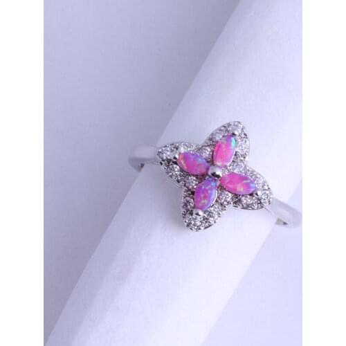 Love Monologue Charm Pink Fire Opal Cubic Zirconia Star Ring for Women Wedding J0558 Fast Shipping & Jewelry Bag