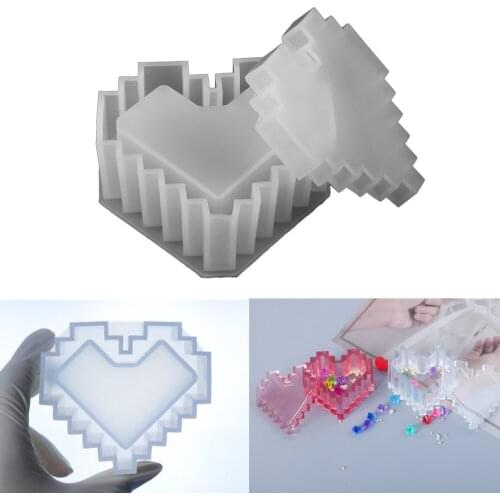 1Set Heart Shape Storage Box Silicone Molds UV Epoxy Resin Mold for DIY Resin Decorative Crafts Jewelry Making Accessories Tools
