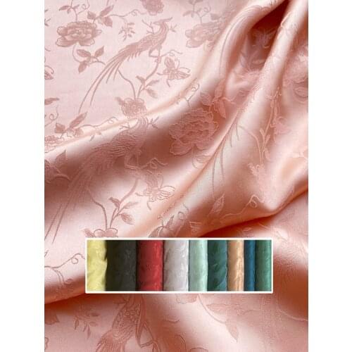 1 meter X 1.18 meter Floral Birds Jacuqard Silk Charmeuse Fabric Cotton Silk Gown Hanfu Material