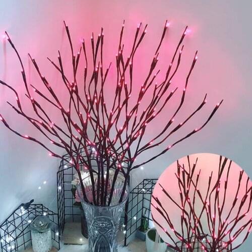 20 Bulbs LED Willow Branch Lights Lamp Natural Tall Vase Filler Twig Lighted Branch Christmas Wedding Decorative Lights White