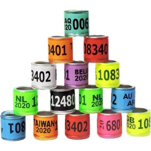 2020 Multicolor Pigeon Foot Ring With Word Earrings Quality Durable Bird Ring Pigeon Racing Rings Bird Training Tool 100 Pcs