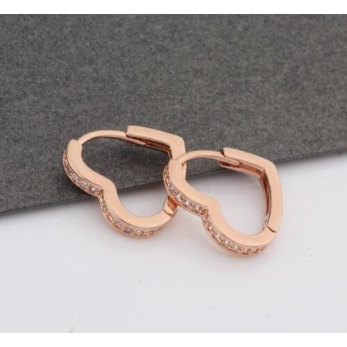 2021 Trend Earrings New 585 Rose Gold Micro Wax Inlay Natural Zircon Drop Earrings For Women Heart Shape Cute Earrings Wedding