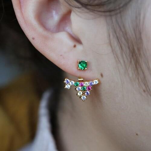 2019 fashion Spring cz paved curve bar jackets Baguette zirconia stud luxury trendy beautiful girls earring wedding engagement