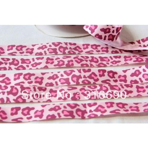 25mm leopard print pattern satin ribbon knitting Grosgrain for DIY hair accessory 20 yards