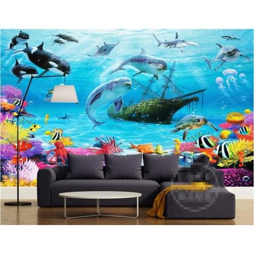 3D Cartoon Underwater World Mural Wallpaper Personalized Customization Kids Room Eco friendly Moisture Proof Photo Wall Papers