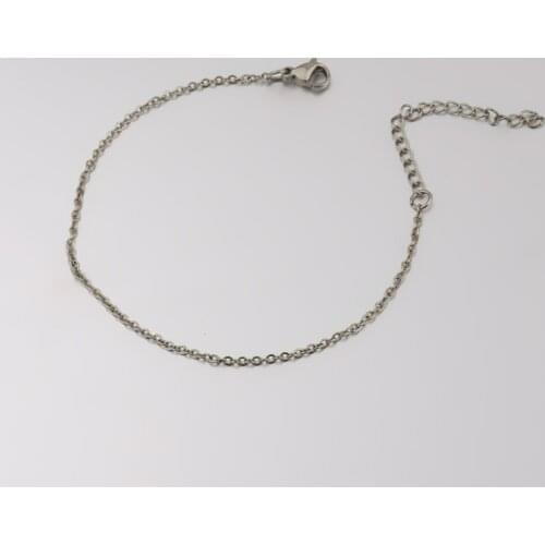 5pcs 316L Stainless Steel 1.5mm 15+5cm Length Adjustable Rolo Link Bracelet Chain for DIY Handmade Chain Jewelry Making Findings