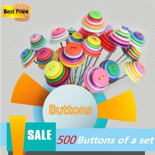 500 mix Bulk Sewing Decorative Buttons children DIY Flower Painted Resin Buttons 15 mm 18mm 25mm Round Plastic fashion Buttons