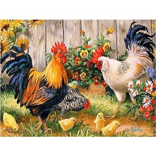 Diamant painting 5d diy diamond embroidery Chickens in garden diamond painting Cross stitch full square diamond Rhinestone