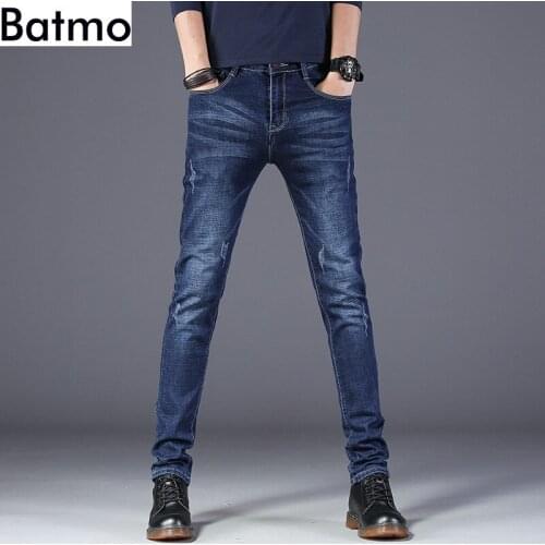 Batmo 2019 new arrival high quality casual slim elastic jeans men ,mens pencil pants ,skinny jeans men 1035