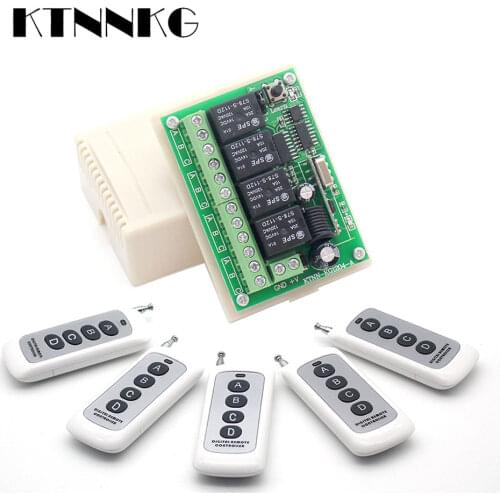 DC 12V 4 Gangs Remote Relay Module 433MHz Wireless Receiver Control Light Switch DIY Smart Home Security System with Jump Cap