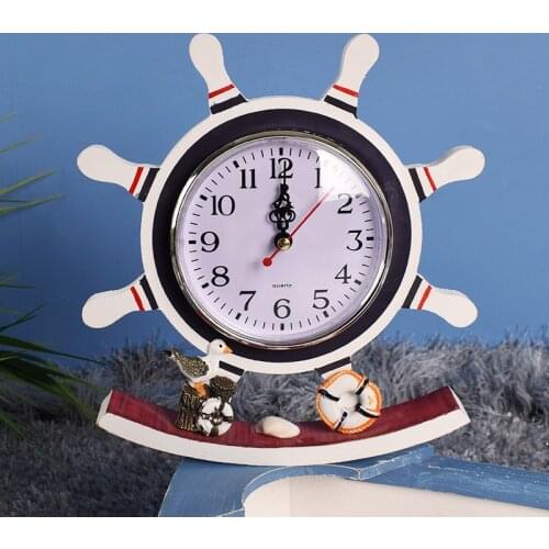 Mediterranean style swing clock decoration childrens room desk clock decoration rudder craft table clock