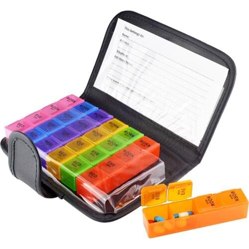 Weekly Travel Wallet Pill Tablet Vitamin Capsule Medicine Box Storage Case Holder 28 Grids 7 Days Use