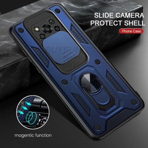 Push camera lens protect case for xiaomi mi pocophone poco poko little x3 x 3 nfc f3 m3 pro 5g armor stand holder car ring cover